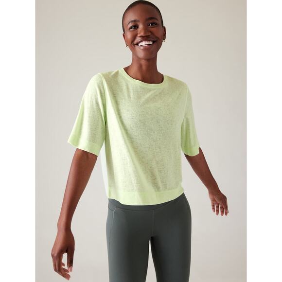 Athleta Breezy Serene Tee Womens XL Green Boxy Modal Athleisure Athletic - Picture 1 of 14